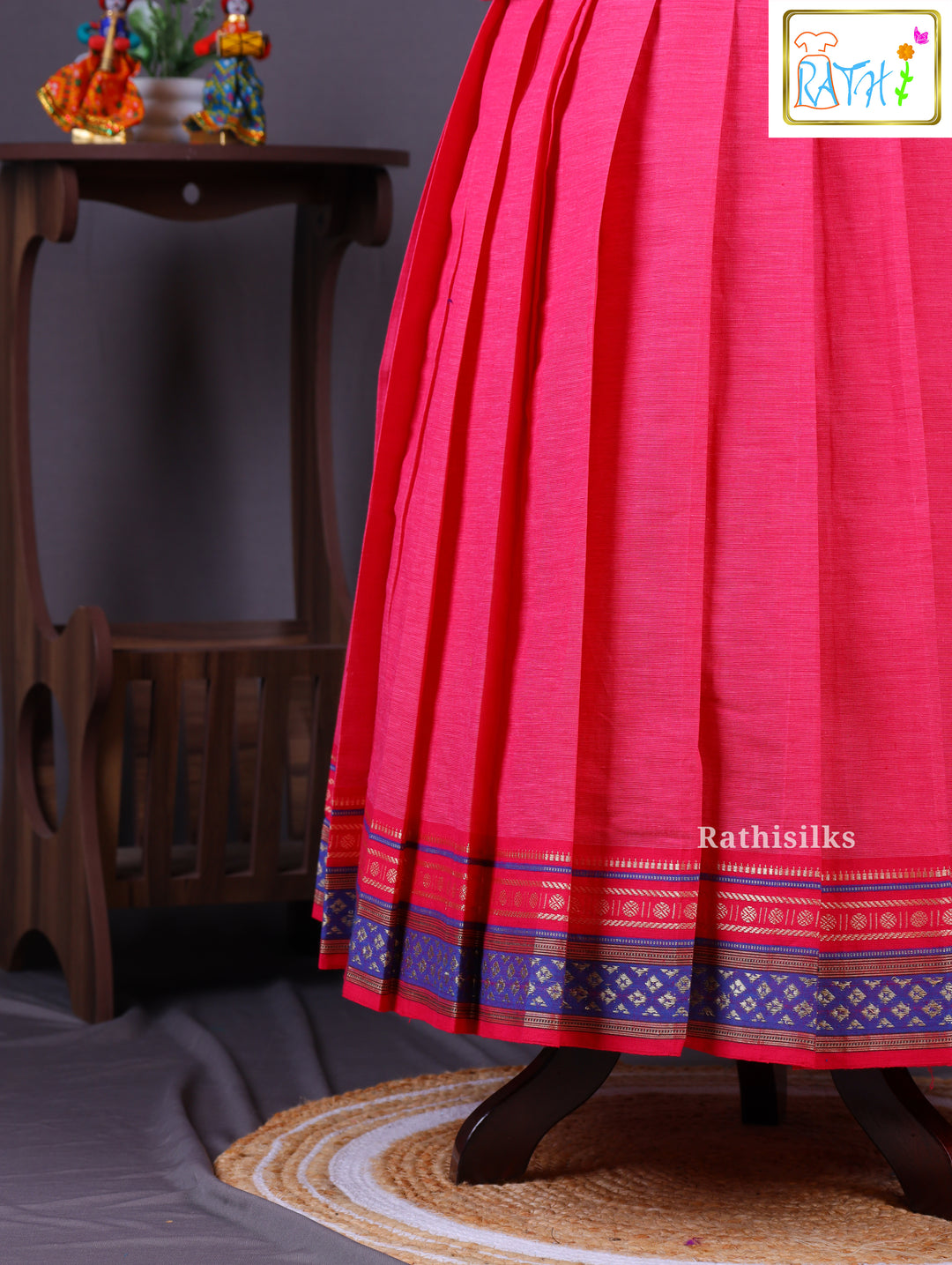Traditional Pink & Blue Pavadai Sattai