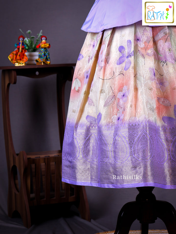 Traditional Lavender & Floral Pavadai Sattai