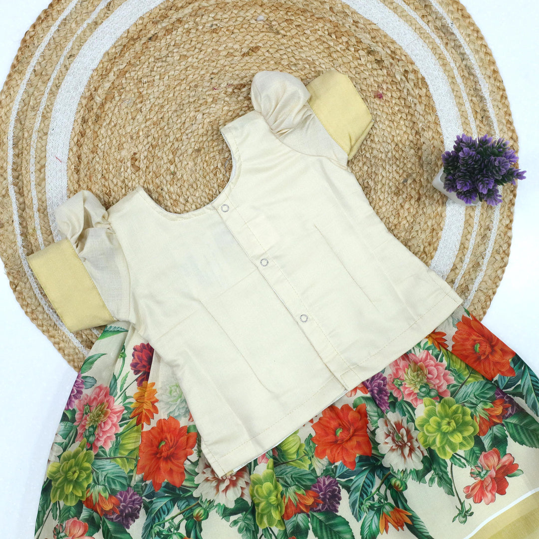 Kerala Print Pavadai Set