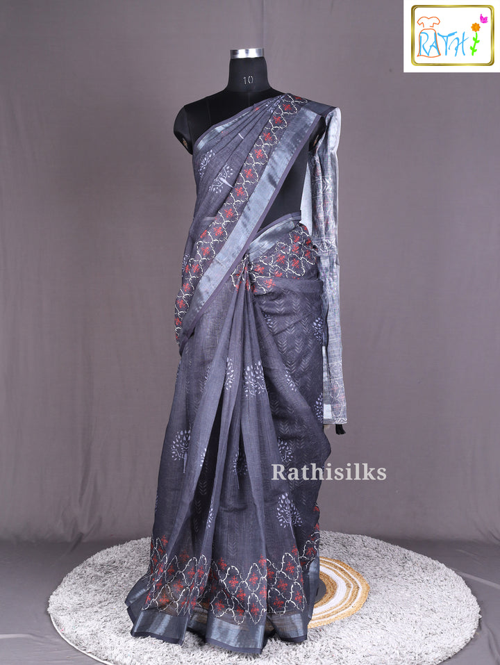 Elegant Black Cotton Saree