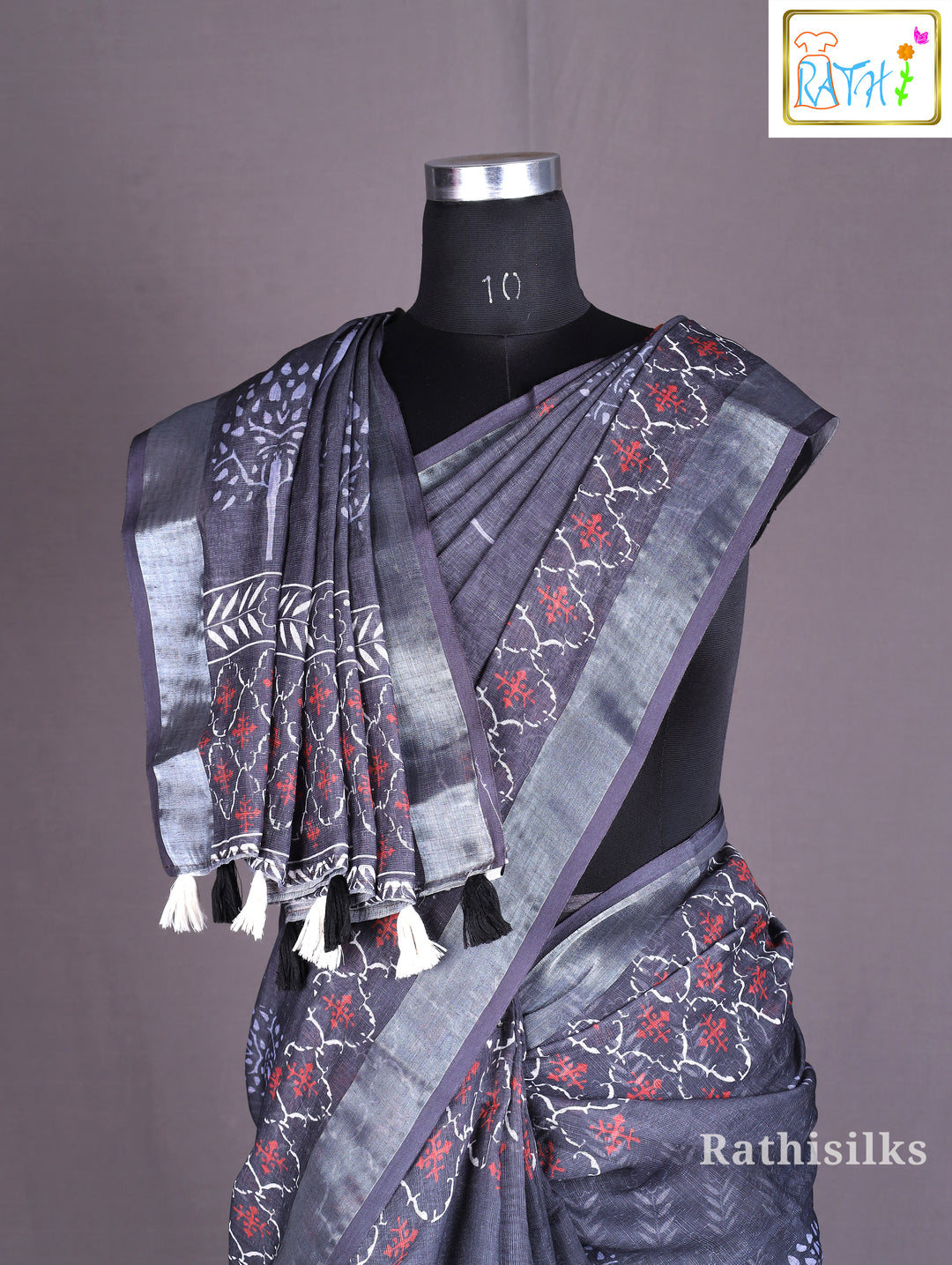 Elegant Black Cotton Saree