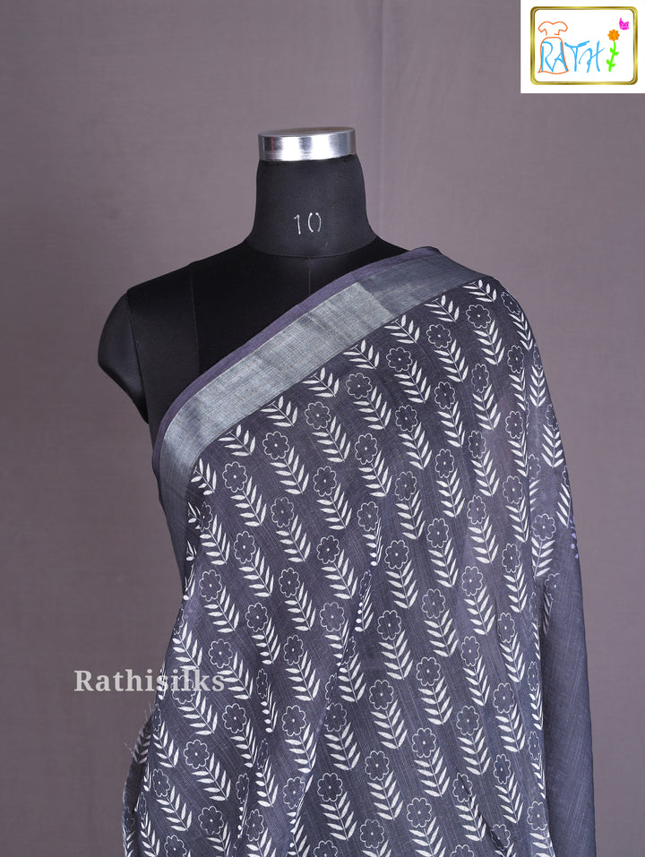 Elegant Black Cotton Saree