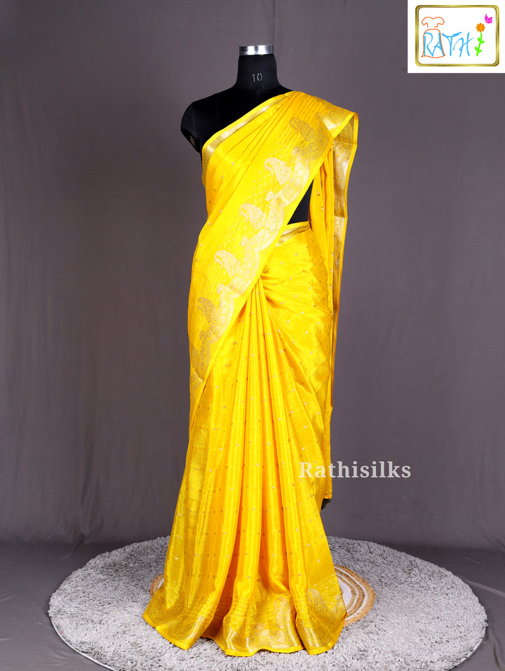Yellow Synthetic Fancy Saree