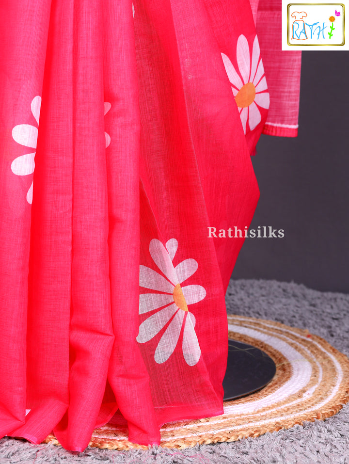 Linen Cotton Printed Saree