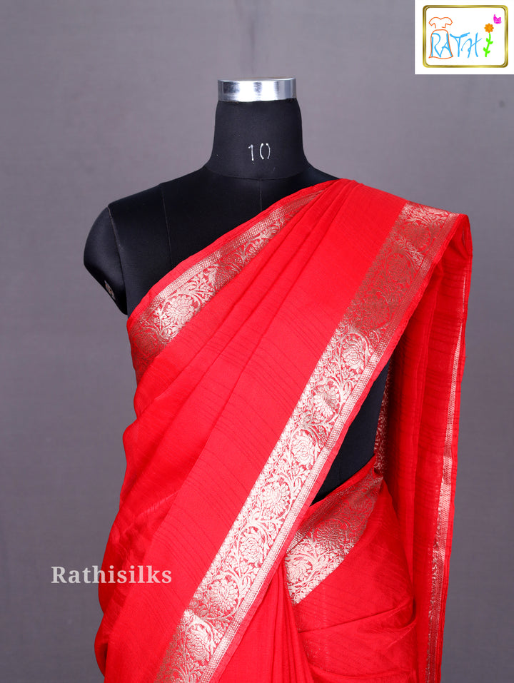 Graceful Red Semi Crape Saree