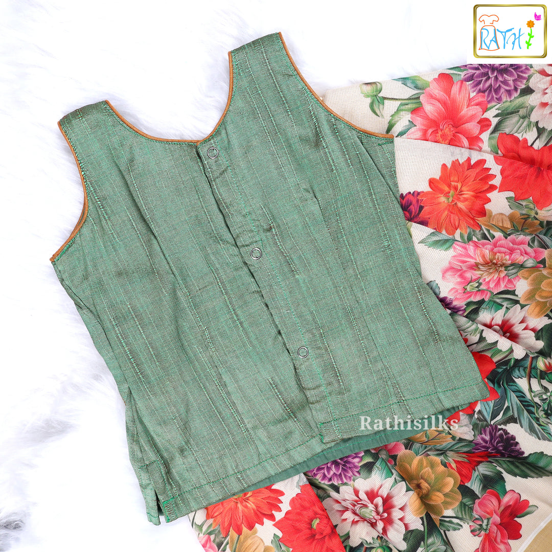 Beautiful Green Art Silk Pavadai Set