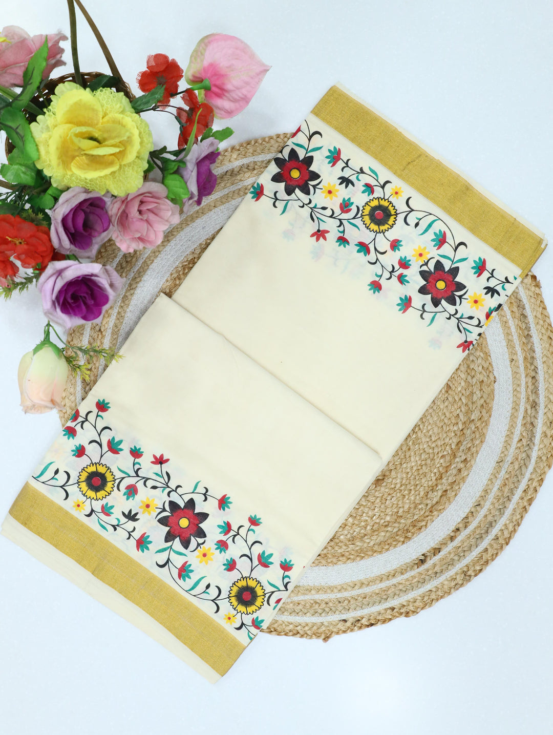 Cotton Sada Jari Plain Saree