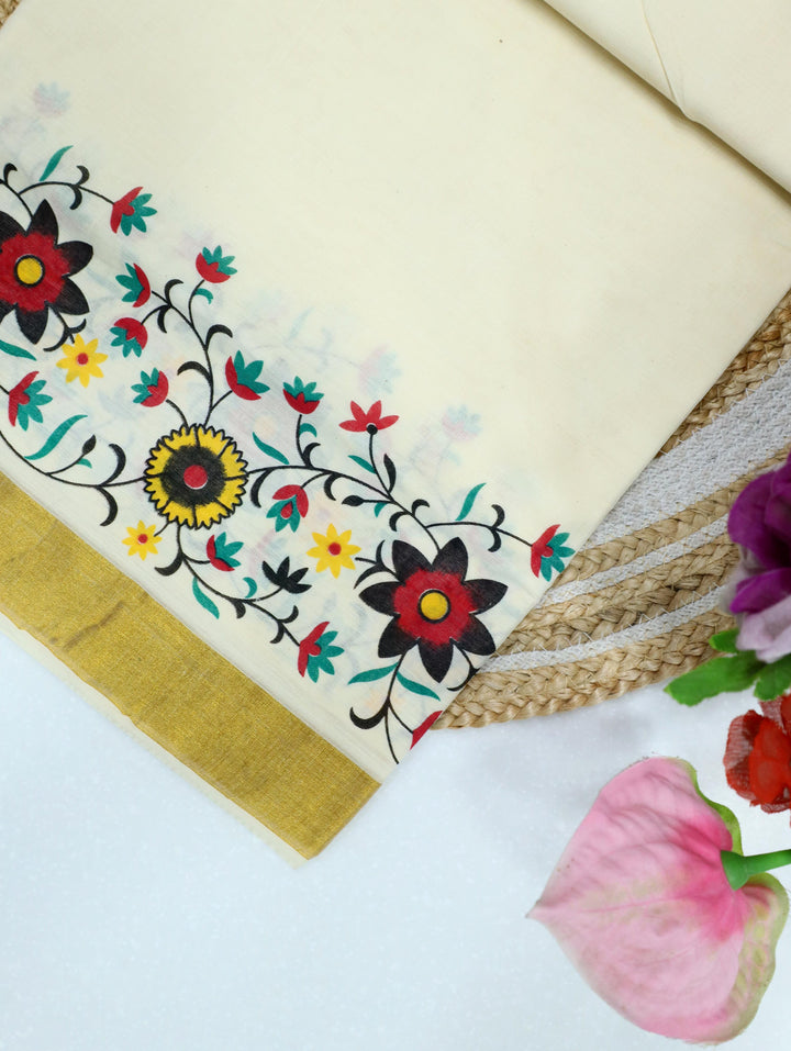 Cotton Sada Jari Plain Saree