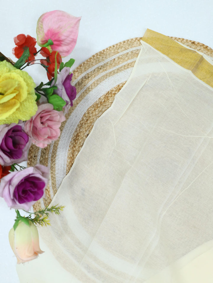 Cotton Sada Jari Plain Saree