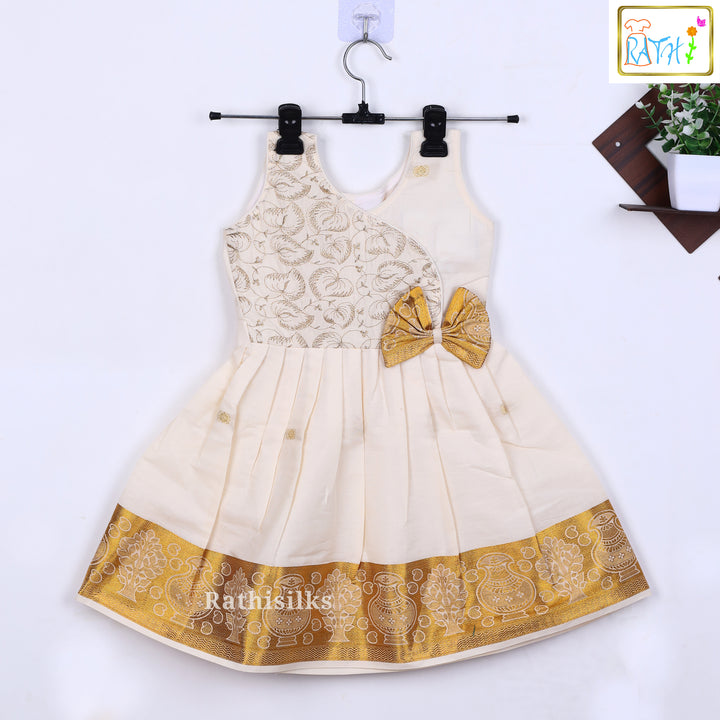 Cream Cotton Embroidered Frock