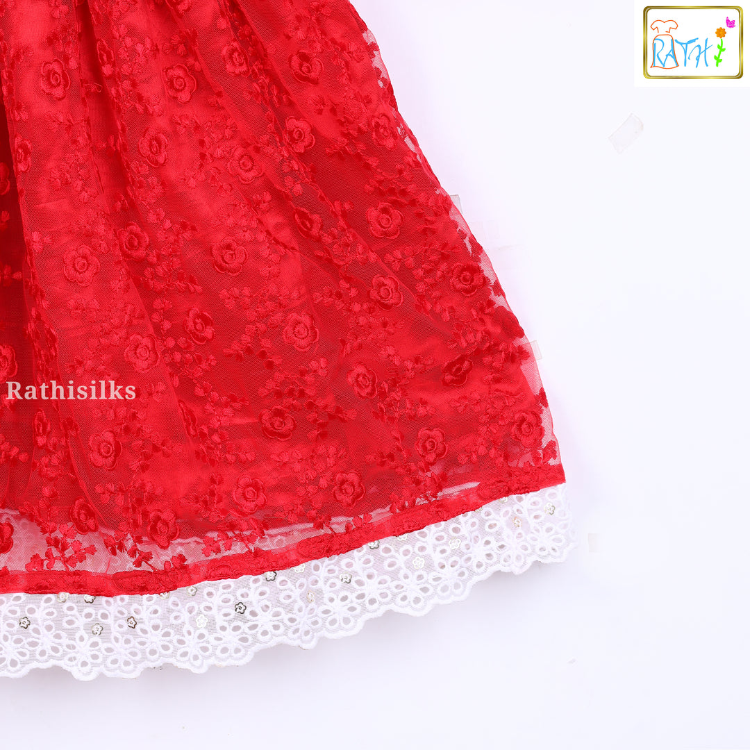 Red Netted Party Wear Frock