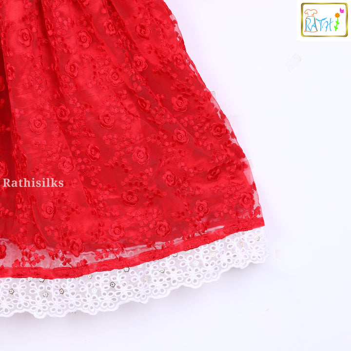 Red Netted Party Wear Frock
