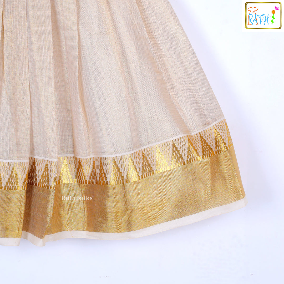 Golden & Cream Sleeveless Frock