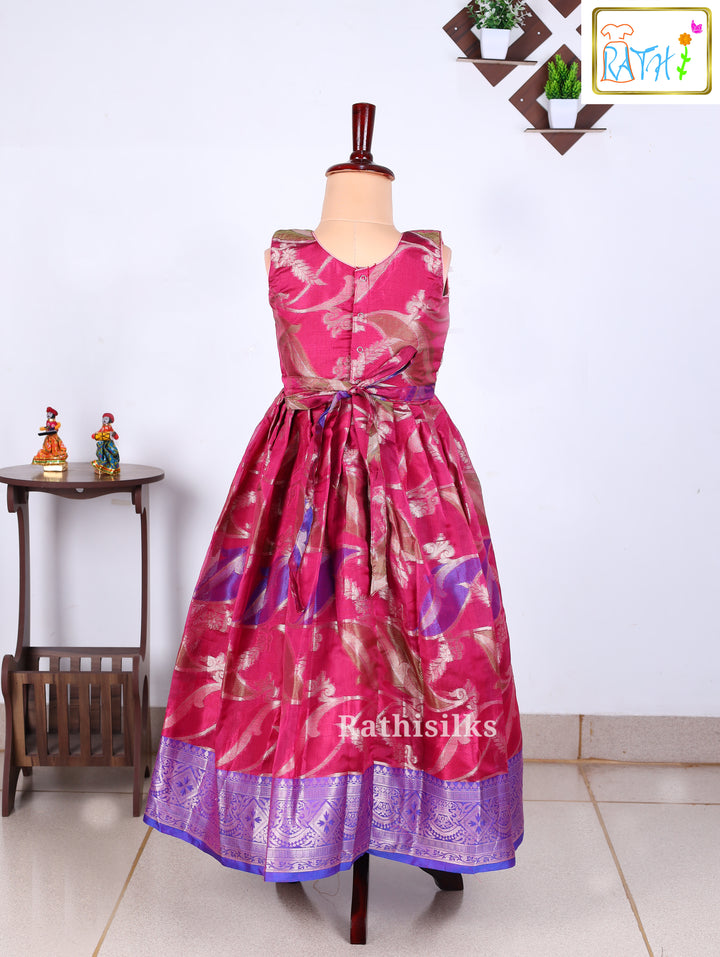 Pink Art Silk Traditional Party Frock