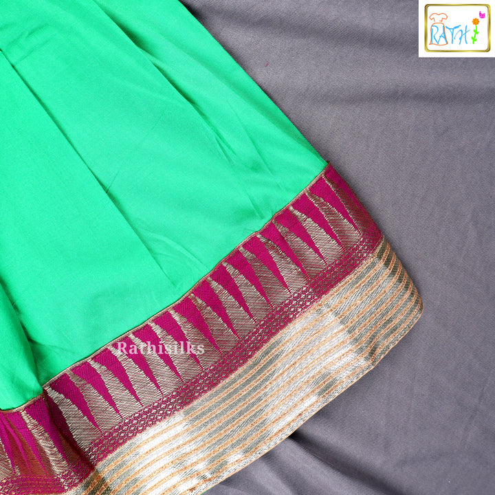 Purple Karishma Top with Green Pavadai Set