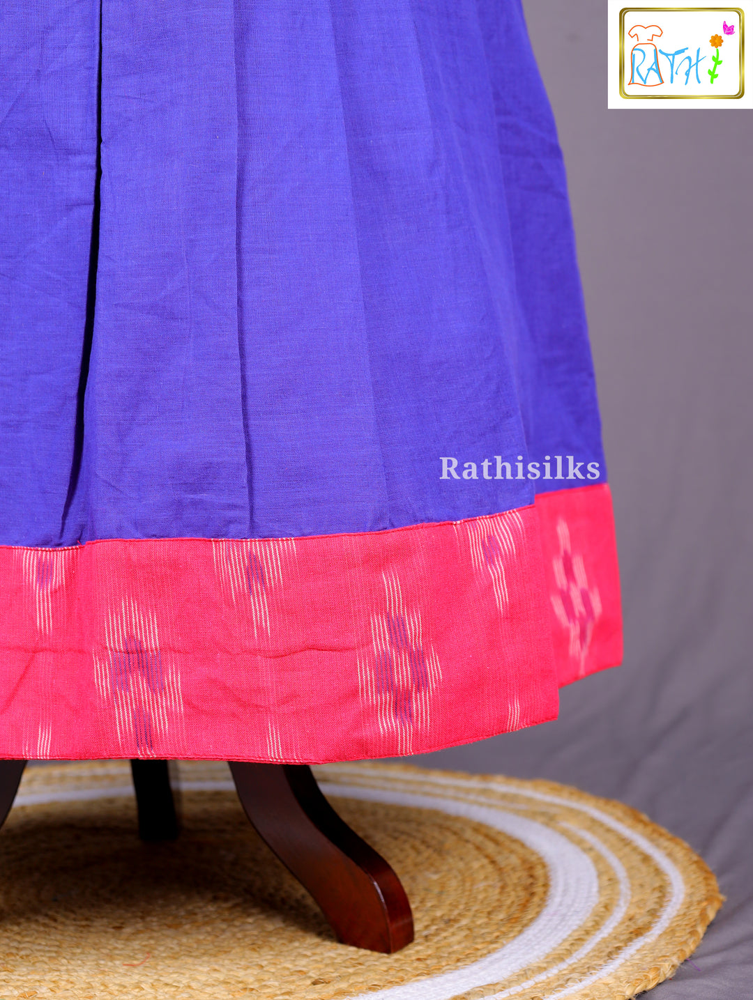 Pink & Blue Ikat Cotton Pavadai Set