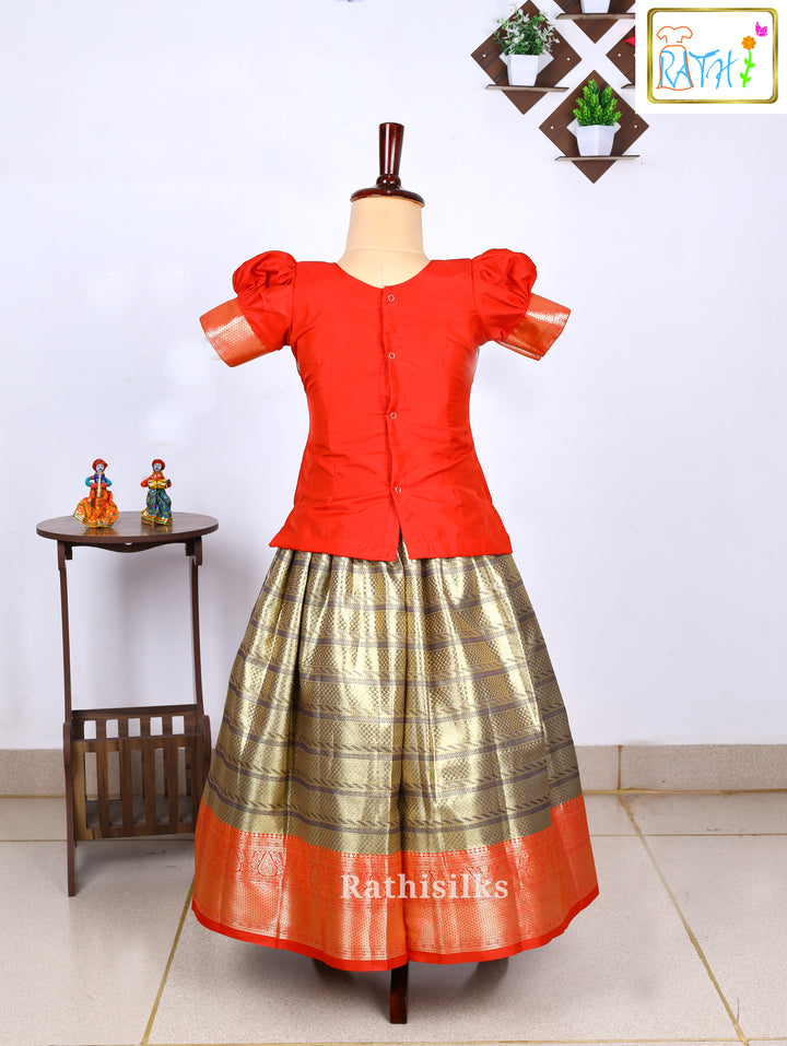 Karishma Top with Art Silk Pavadai Set
