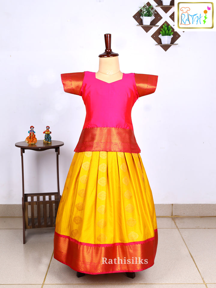 Karishma Top with Yellow Art Silk Pavadai Set