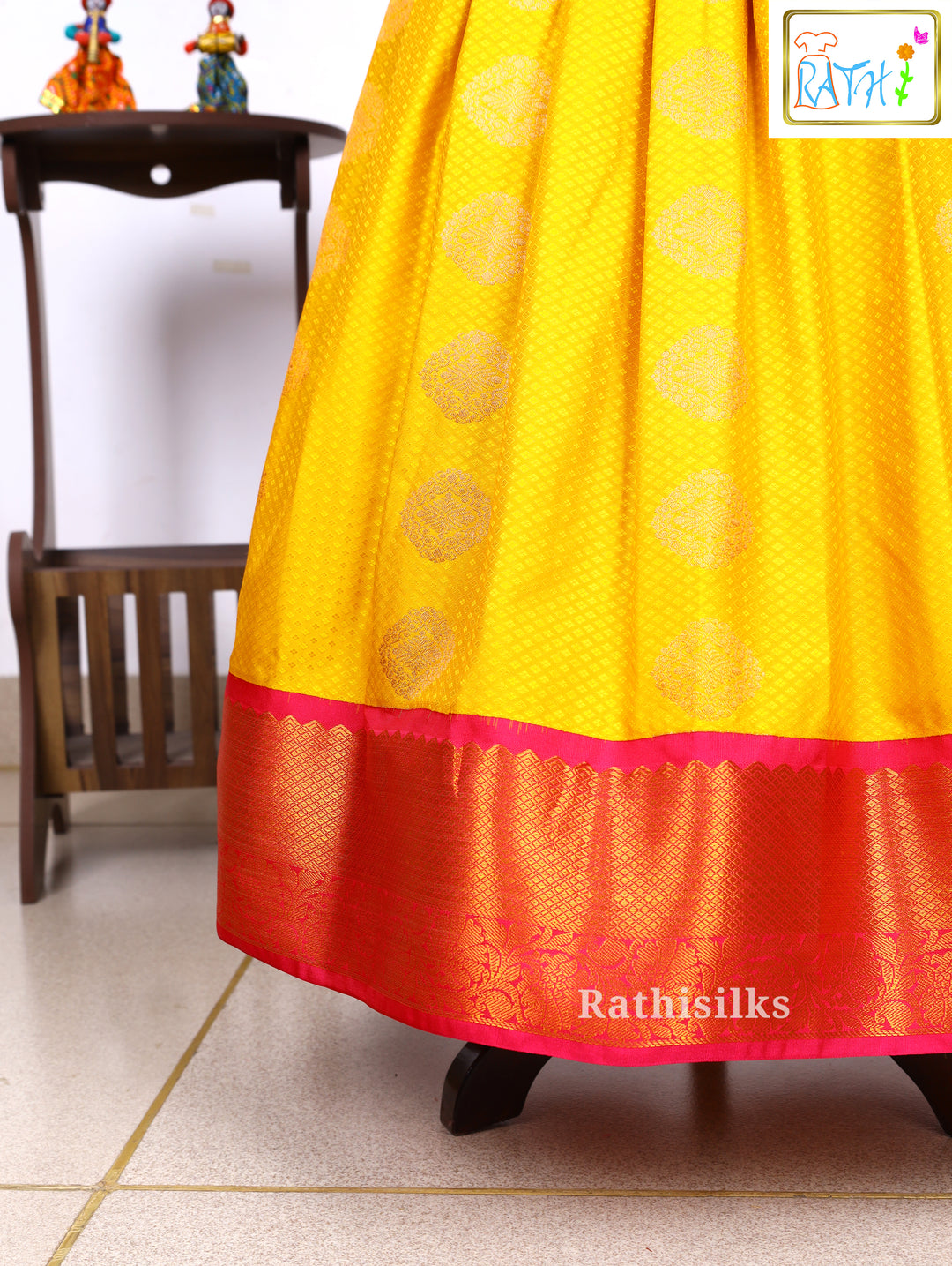 Karishma Top with Yellow Art Silk Pavadai Set
