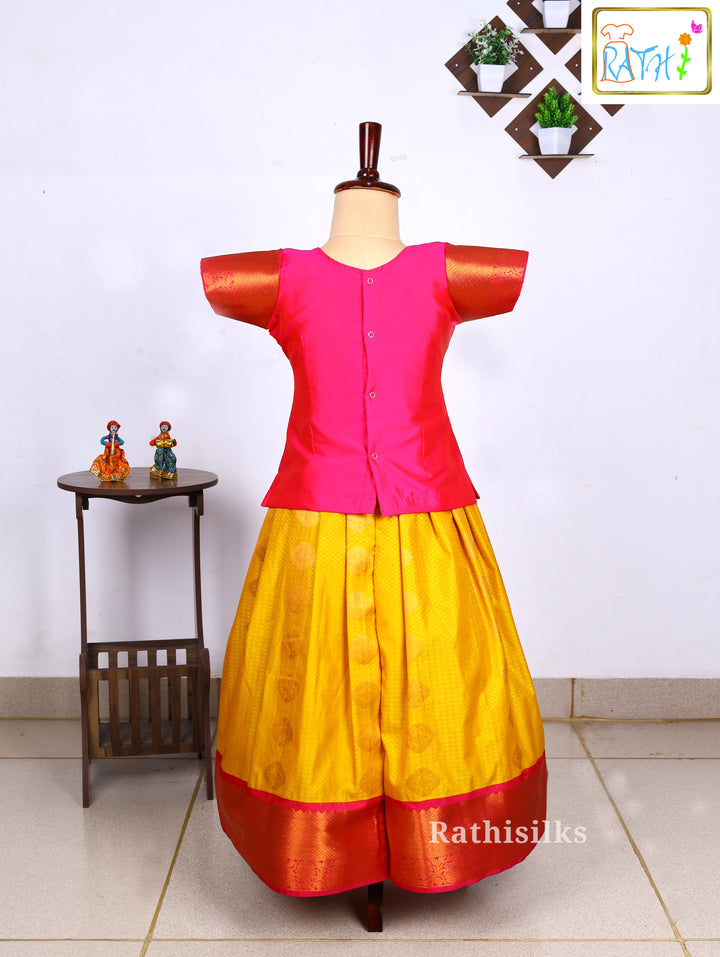 Karishma Top with Yellow Art Silk Pavadai Set