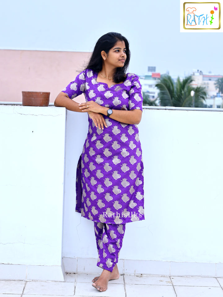 Purple Art Silk Women’s Co-ord Set