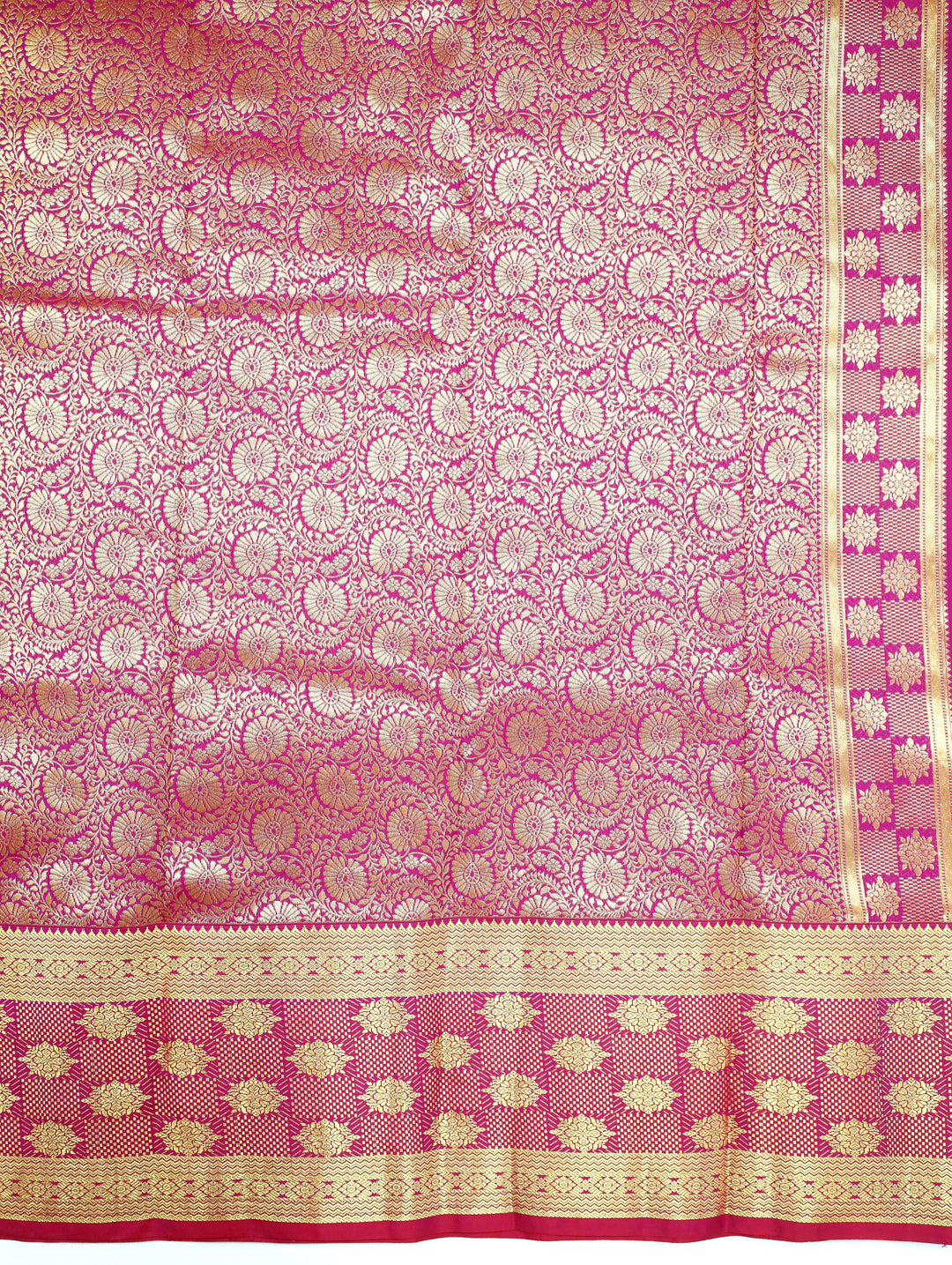 Art Saree Indu – Royal Purple Floral Brocade Art Silk Saree with Rich Gold Zari Border