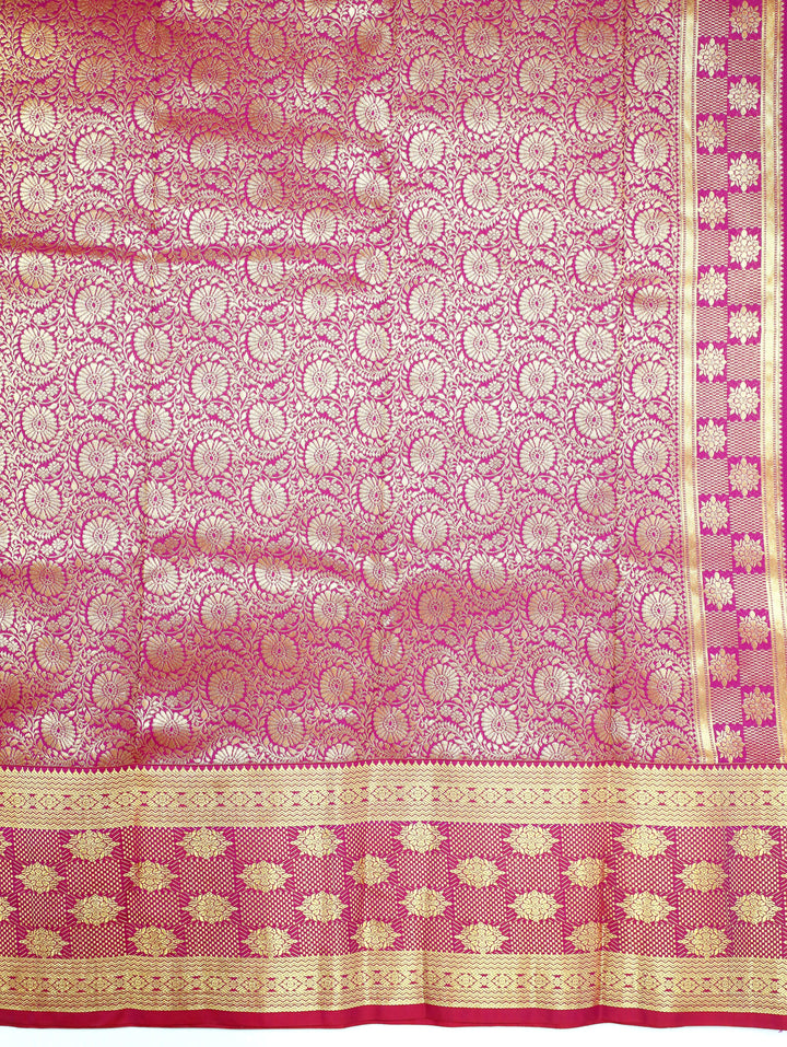 Art Saree Indu – Royal Purple Floral Brocade Art Silk Saree with Rich Gold Zari Border
