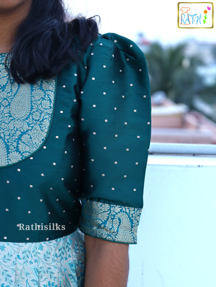 Elegant Teal Green Art Silk Long Gown