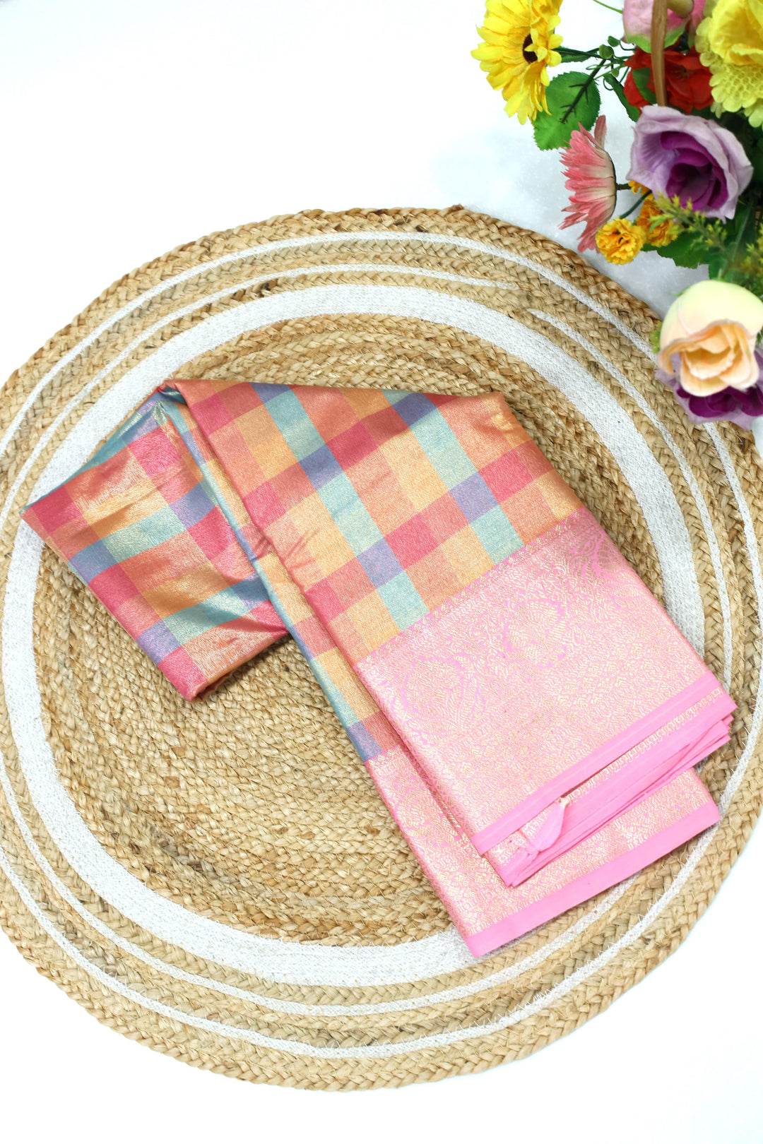 Art Saree Art kanchi Multi Check Saree