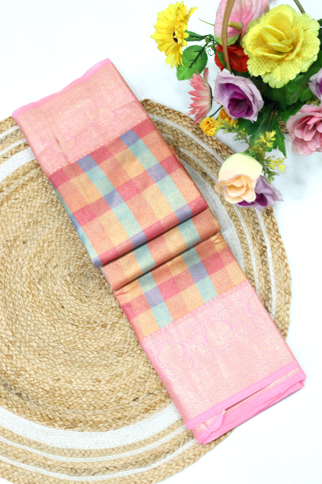Art Saree Art kanchi Multi Check Saree