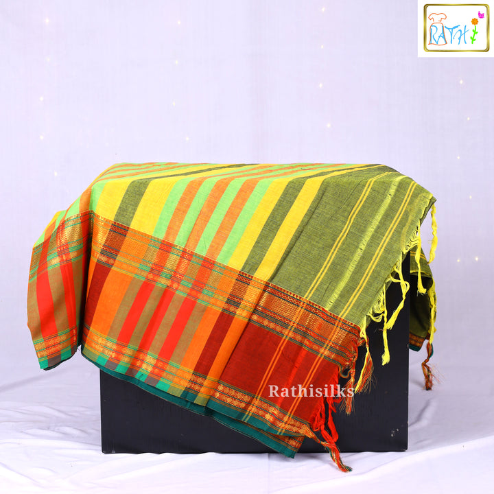 Traditional Green Cotton Saree