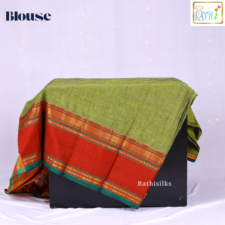 Traditional Green Cotton Saree