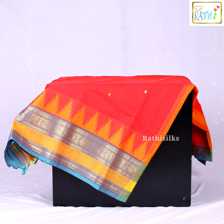 Traditional Red Cotton Saree