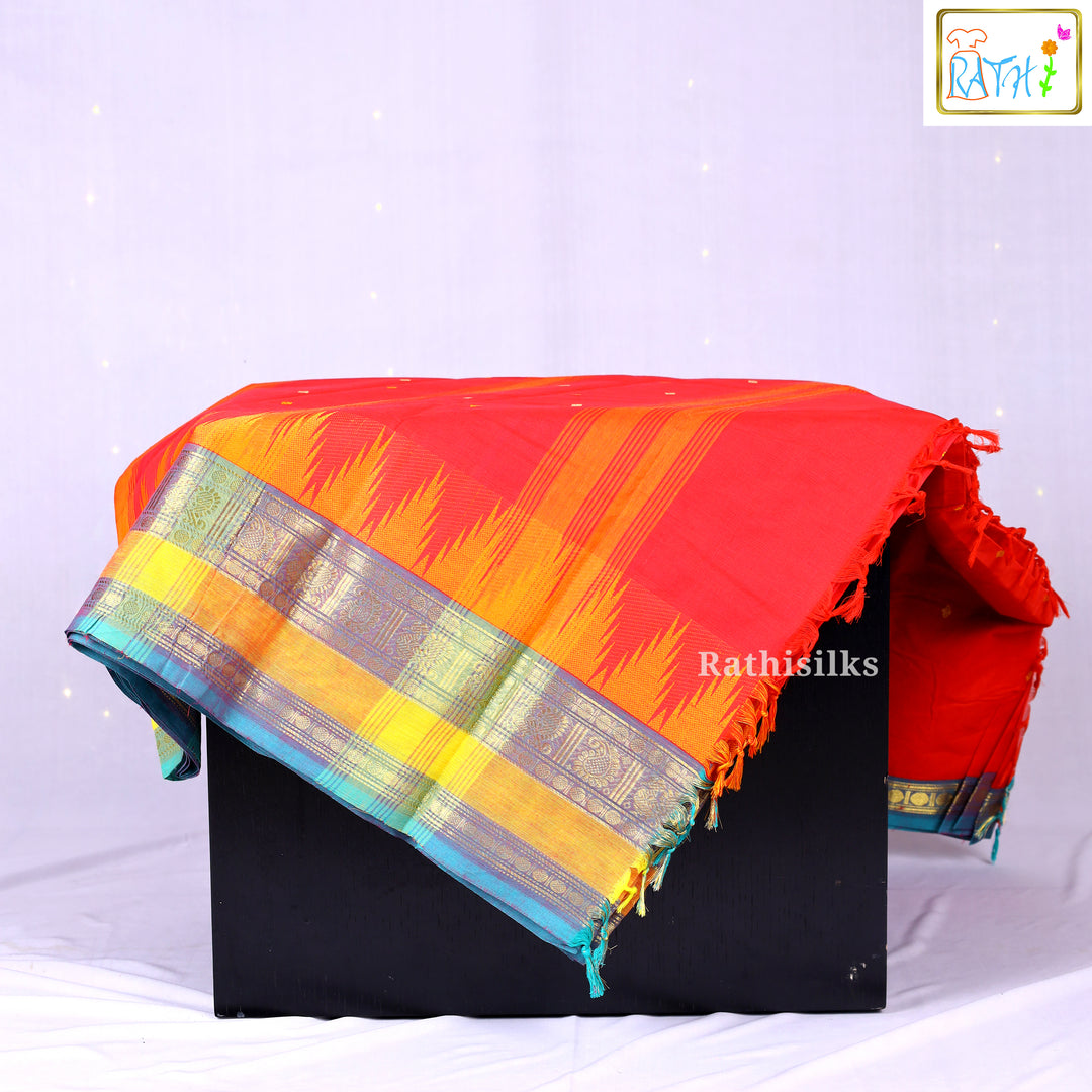 Traditional Red Cotton Saree