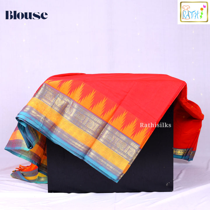 Traditional Red Cotton Saree