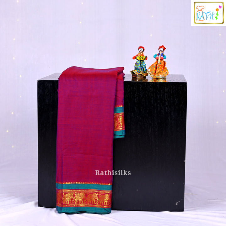 Magenta & Purple Pure Cotton Saree