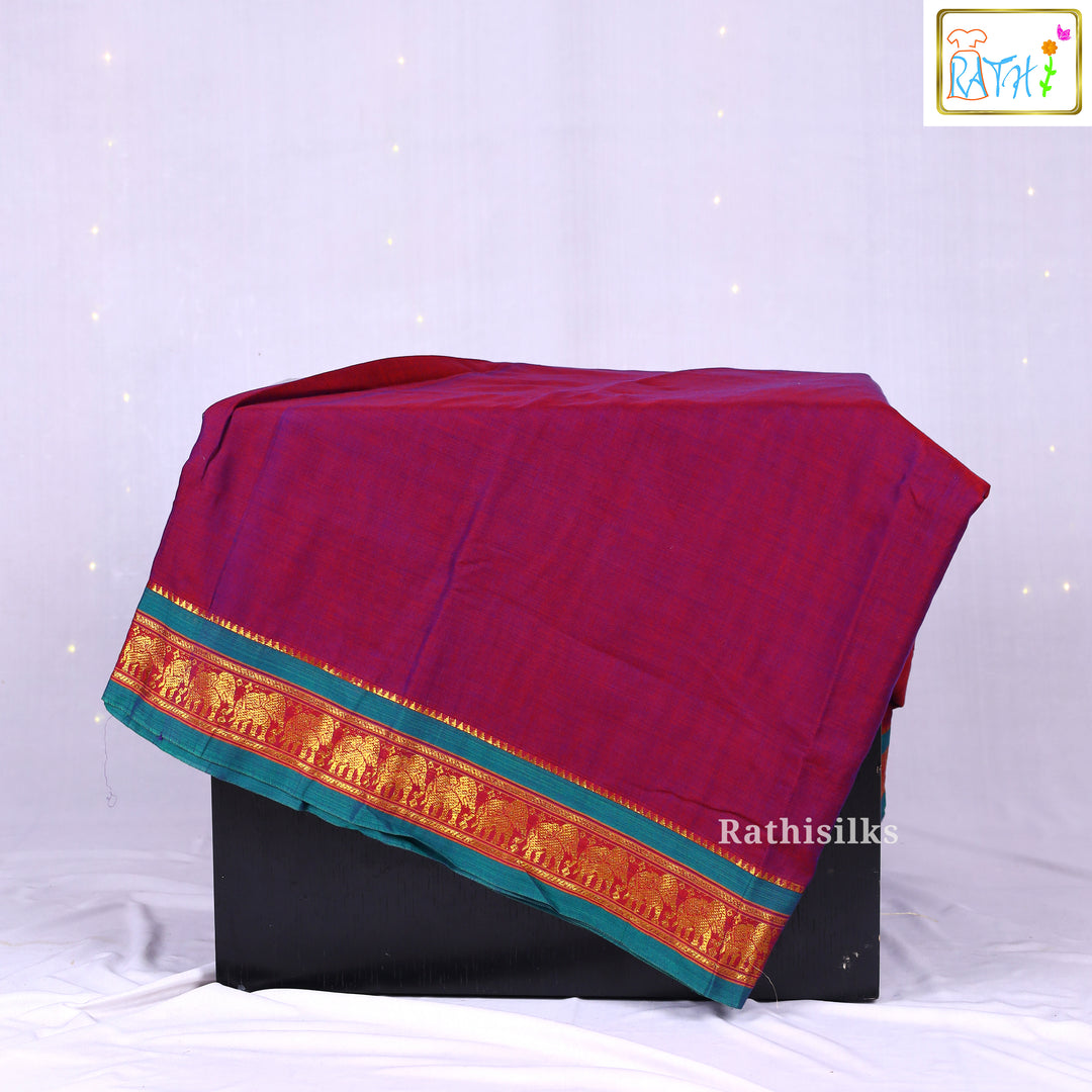 Magenta & Purple Pure Cotton Saree