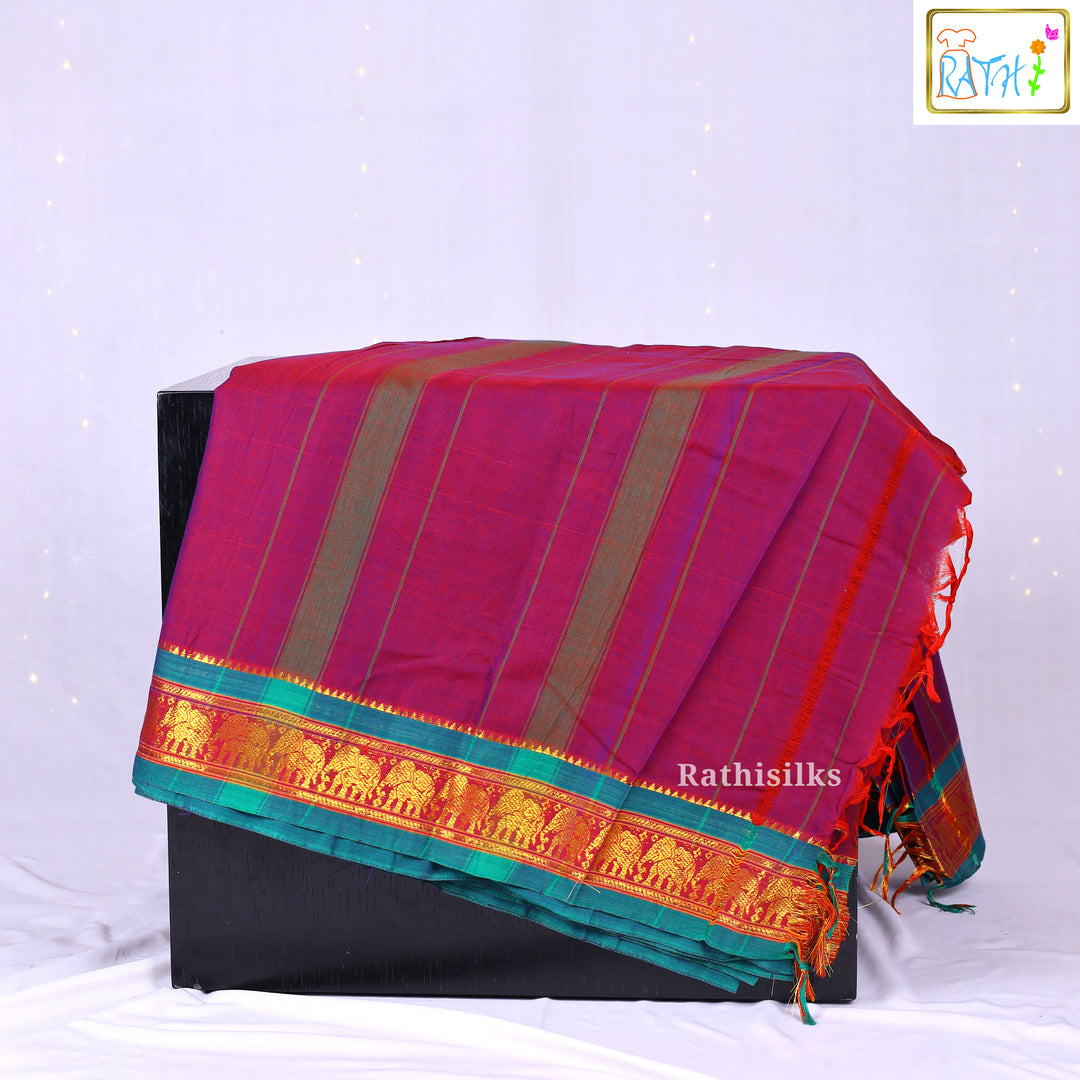 Magenta & Purple Pure Cotton Saree