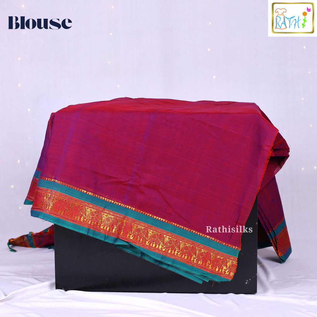 Magenta & Purple Pure Cotton Saree