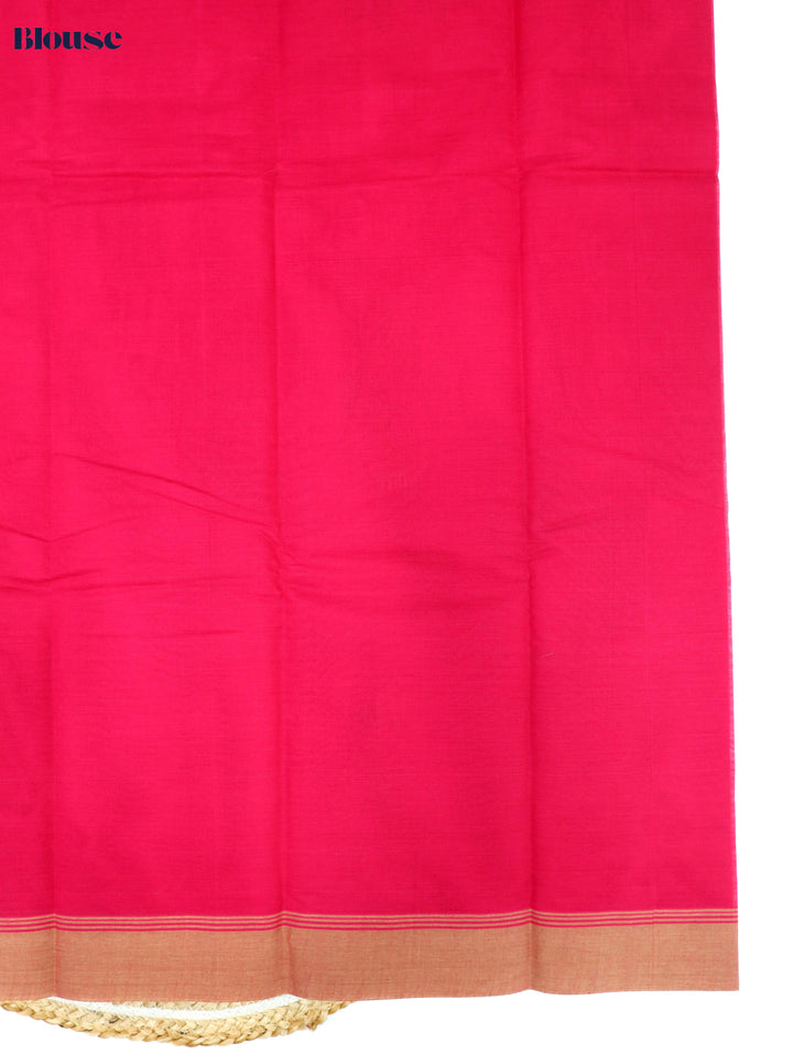 Rani Pink Cotton Saree With Traditional Motif