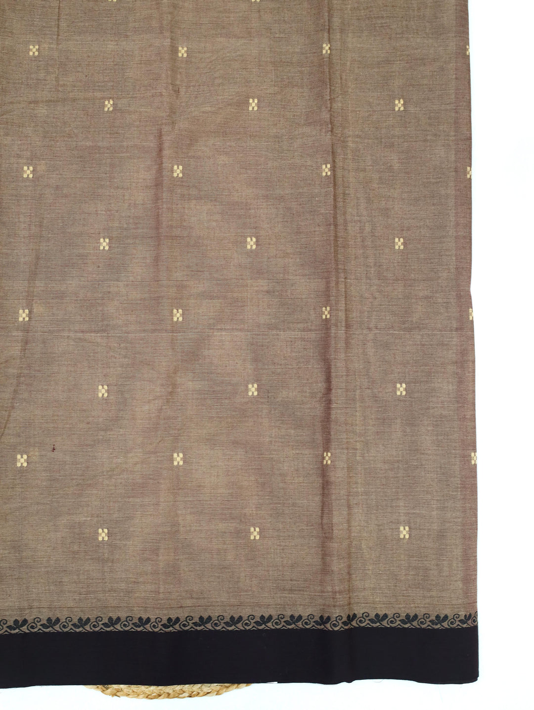 Brown Cotton Saree With Contrast Border