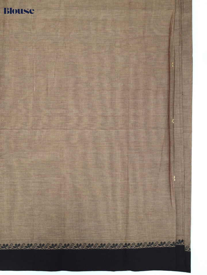 Brown Cotton Saree With Contrast Border