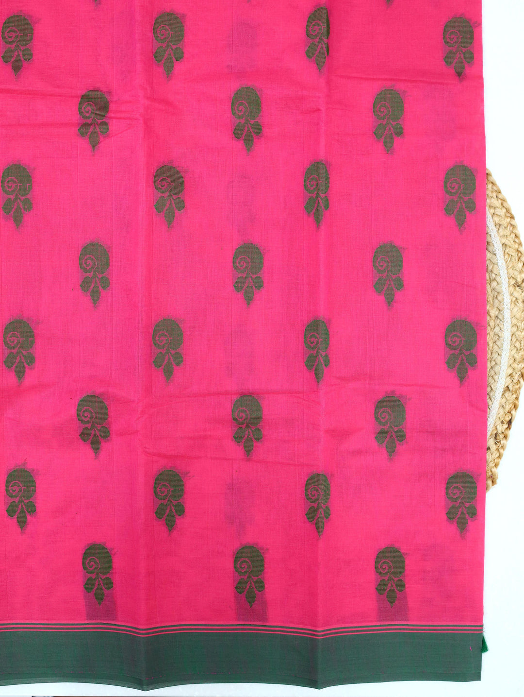 Bright Rose Pink Cotton Saree