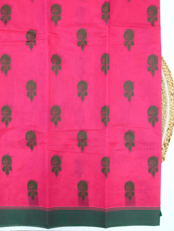 Bright Rose Pink Cotton Saree