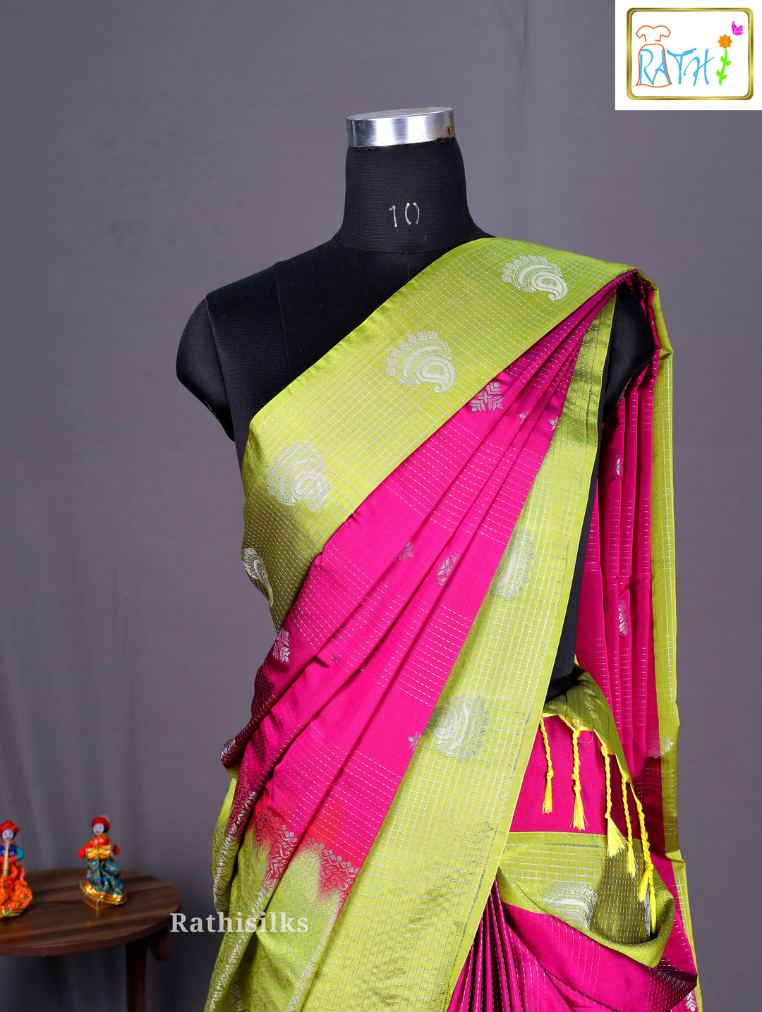 Green & Pink Art Silk Saree
