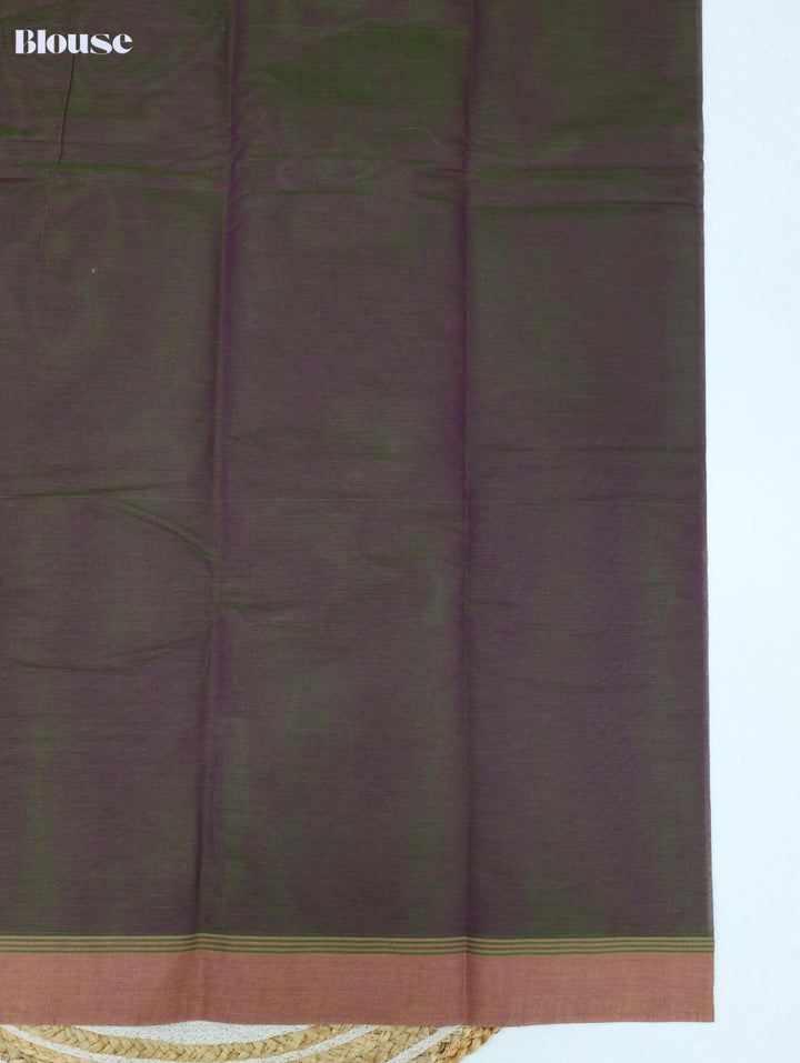 Dual Tone Green Purple Cotton Saree