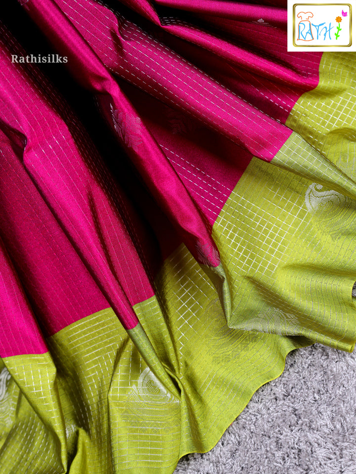 Green & Pink Art Silk Saree