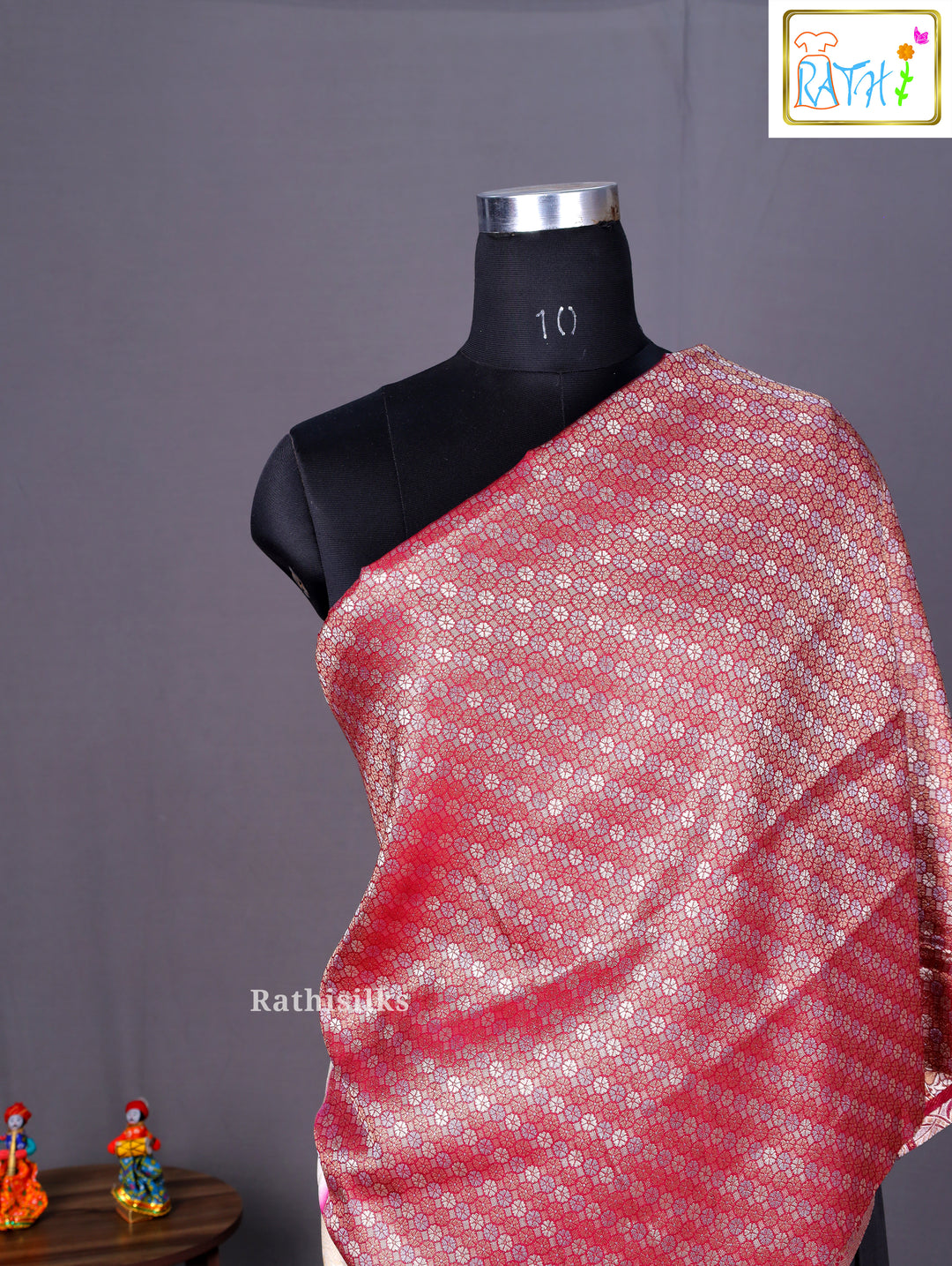 Cream & Maroon Banarasi Soft Silk Saree
