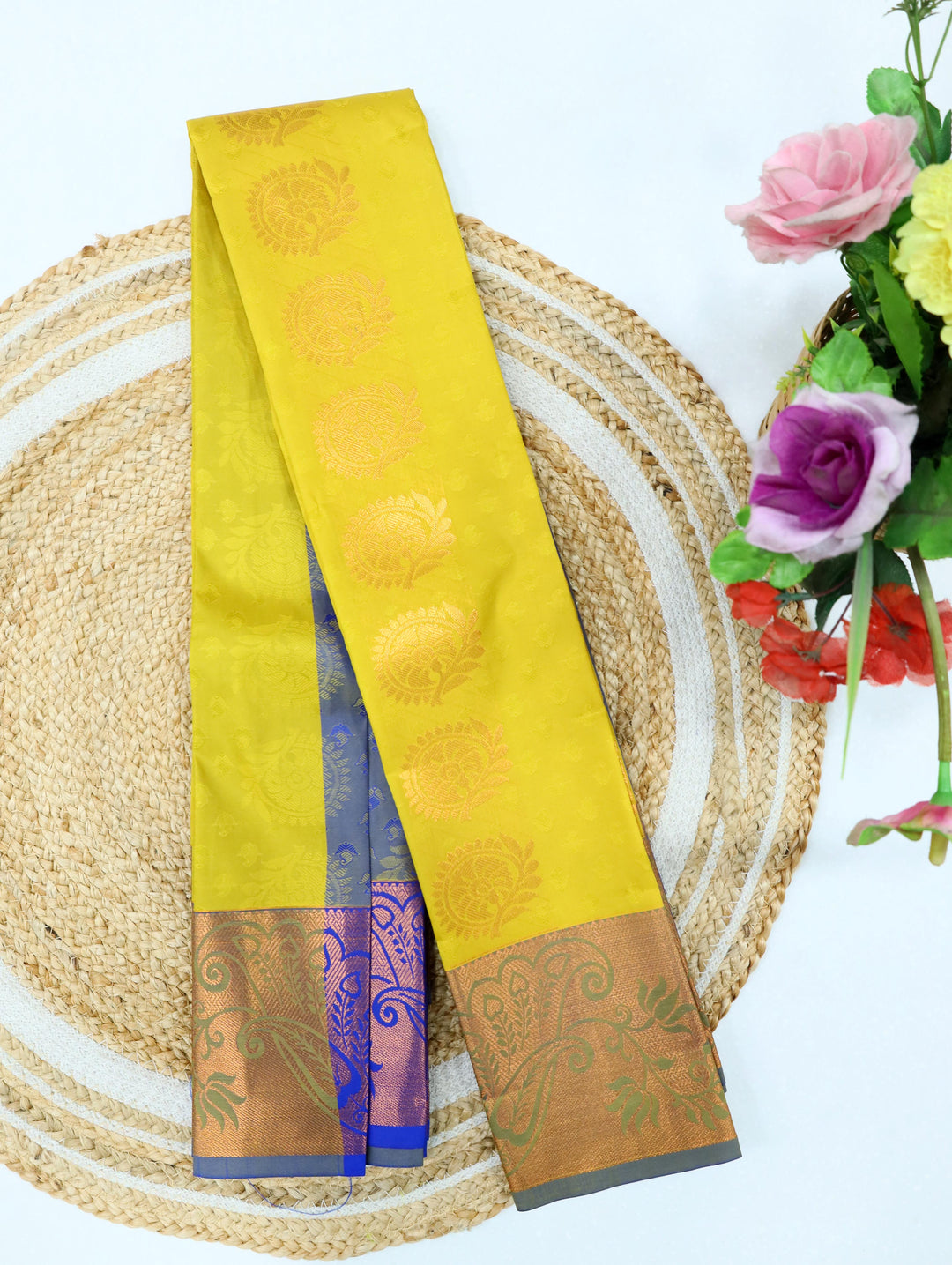 Haridra - Muted Yellew Tana Art Saree