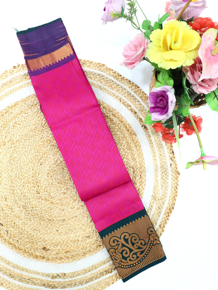 Gulabi-Rani Pink Tana Art Saree